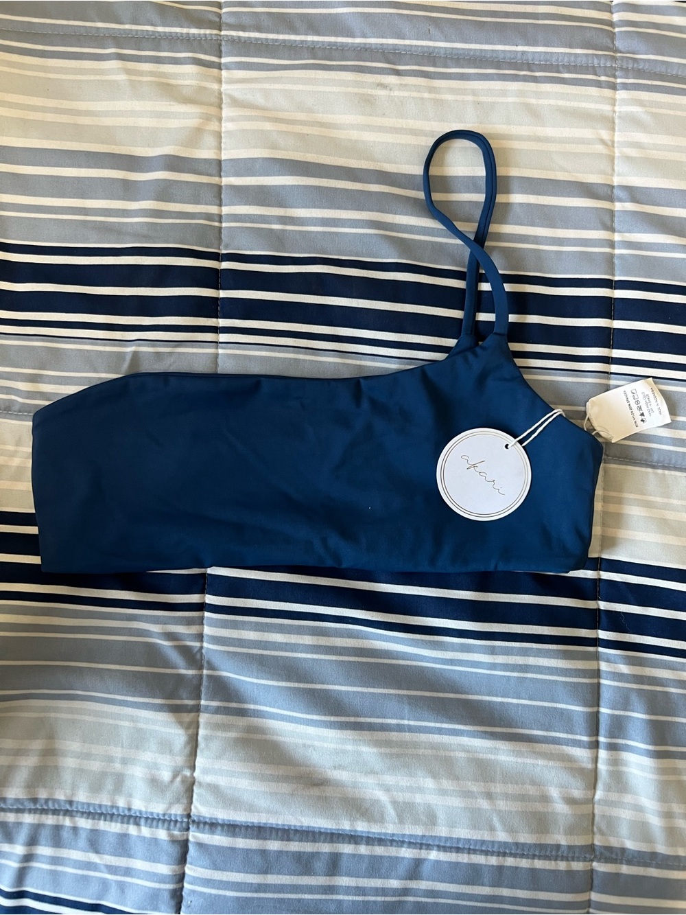One-Shoulder Navy Blue Women’s Bikini Top